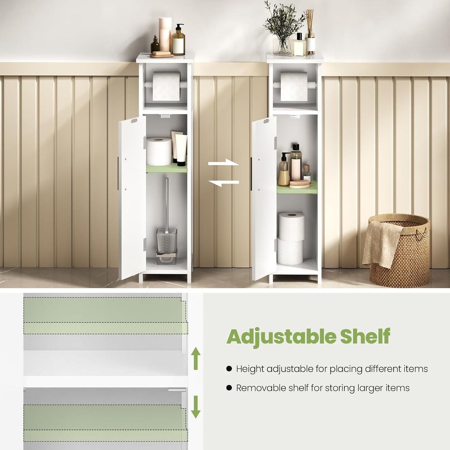 Bathroom Cabinet  with Toilet Roll Holder