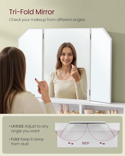 VASAGLE Modern White Dressing Table RDT115W01