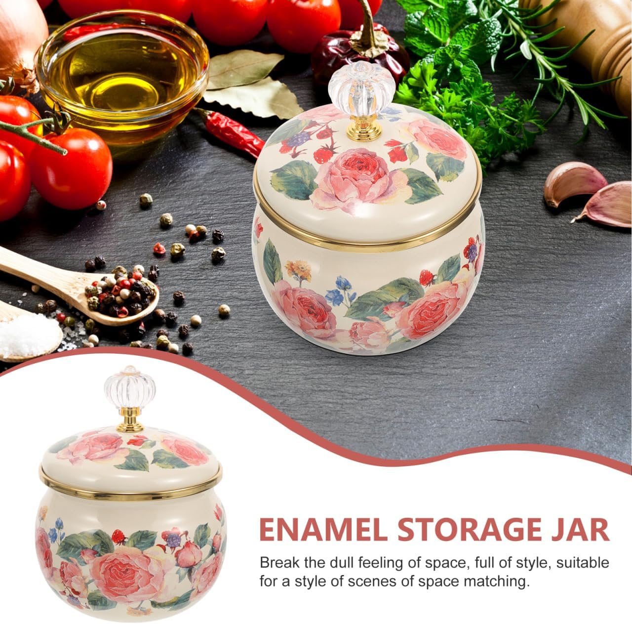 Ciieeo Vintage Floral Cookie Jar with Lid