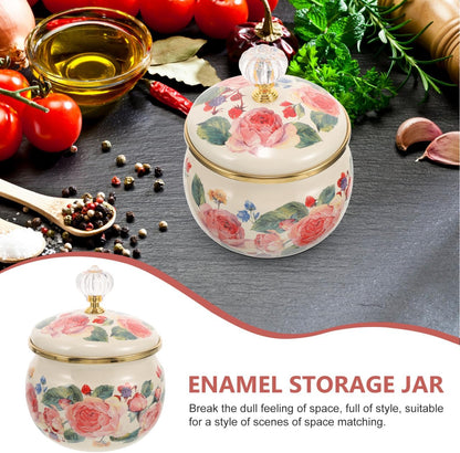 Ciieeo Vintage Floral Cookie Jar with Lid