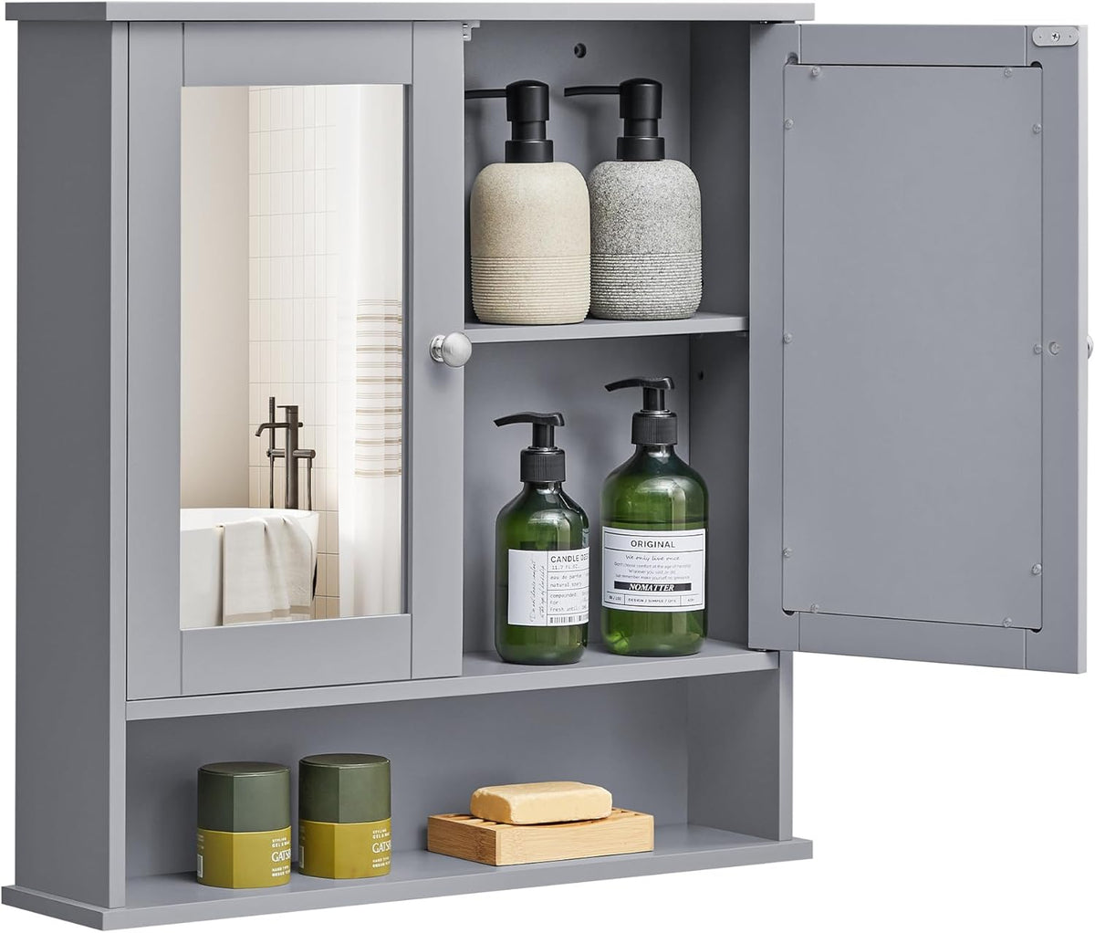 VASAGLE Bathroom Cabinet with Mirror LHC002G02