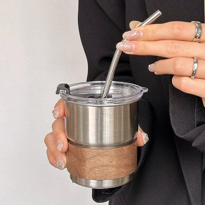 Stainless Steel Coffee Cup with Sleeves and Straw (20263c)