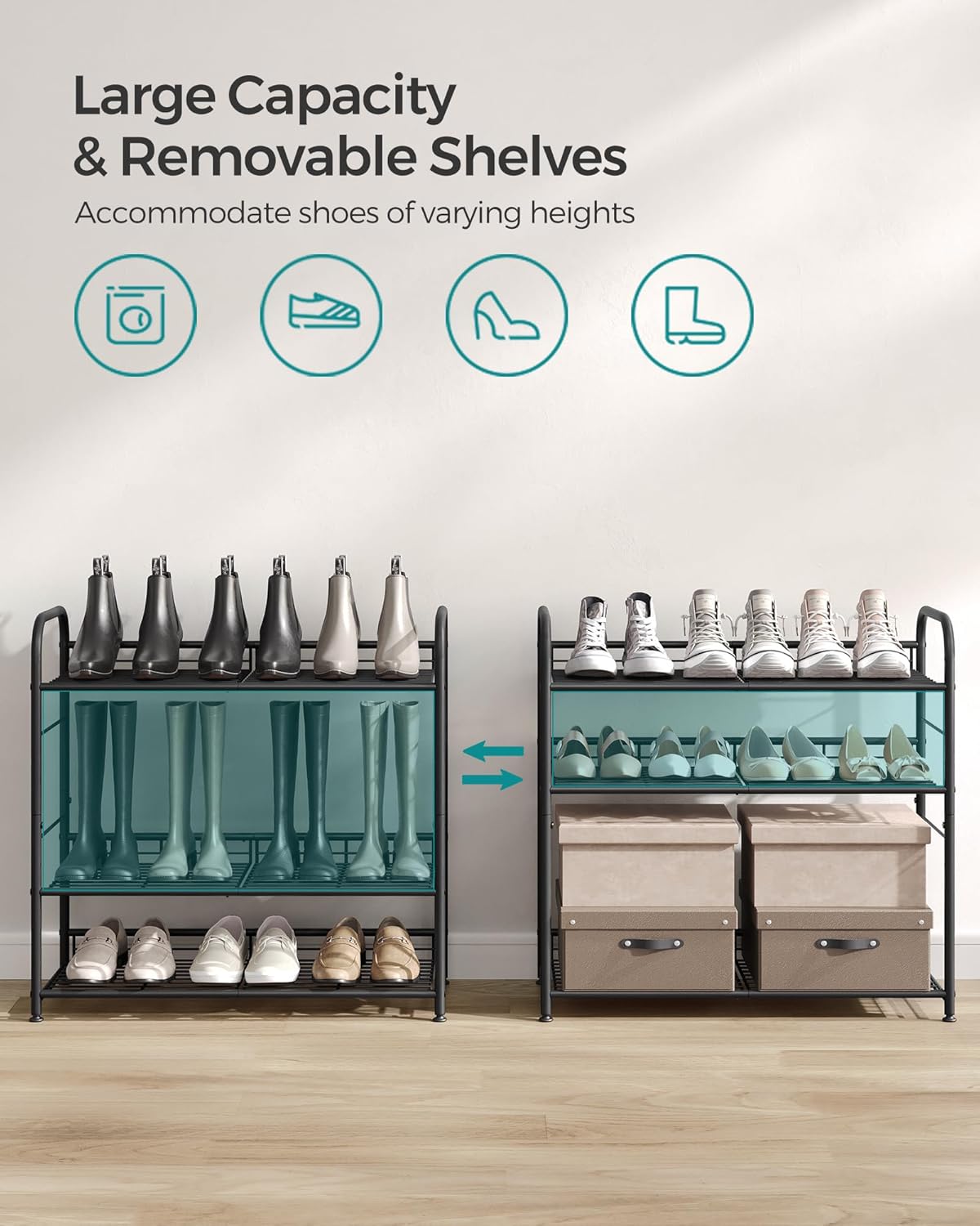 SONGMICS 4 Tier Shoe Rack LMR067B01