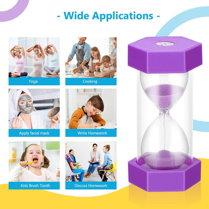 Set of 6 Colorful Glass Sand Hourglass Timer