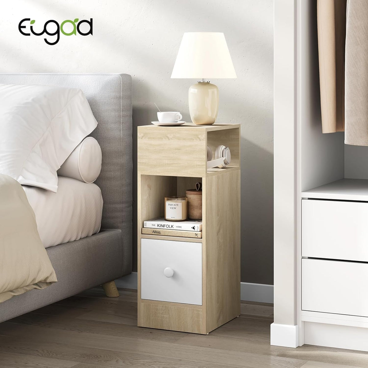 EUGAD Set of 2 Narrow Bedside Tables