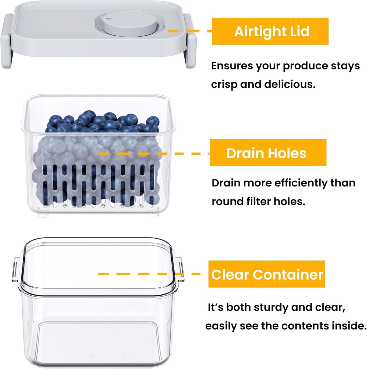 Danny home Fresh Keeper Drainage Box Set of 3