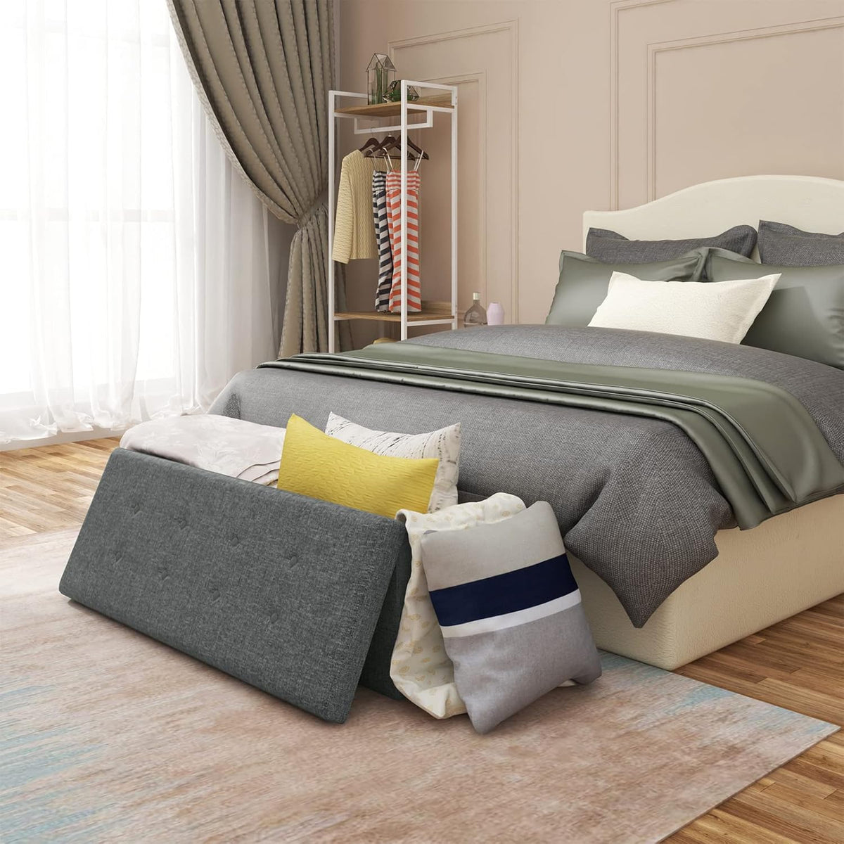 WOLTU Footstool Storage bench (SH11DGR_1)