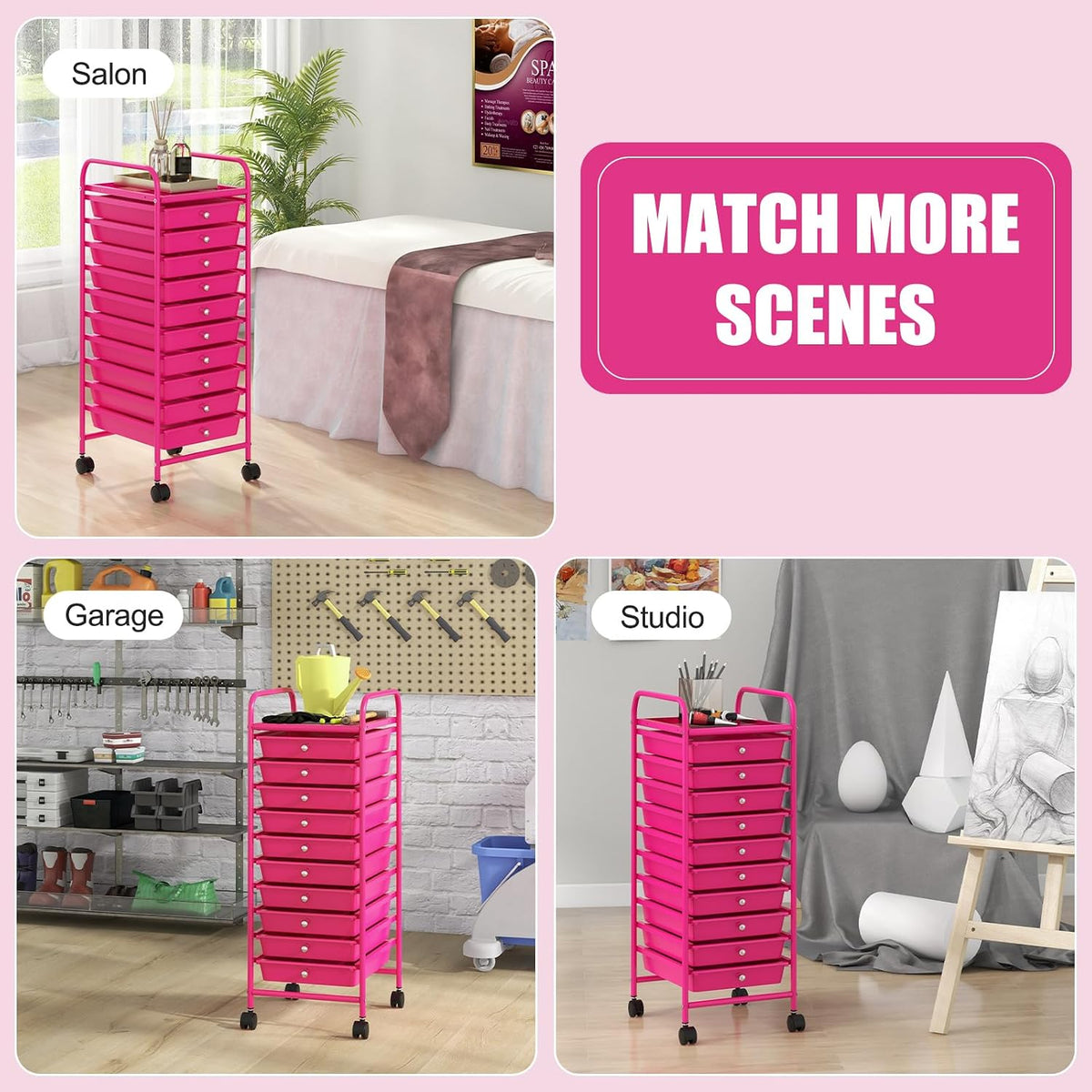 Storage Trolley with 10 Drawers