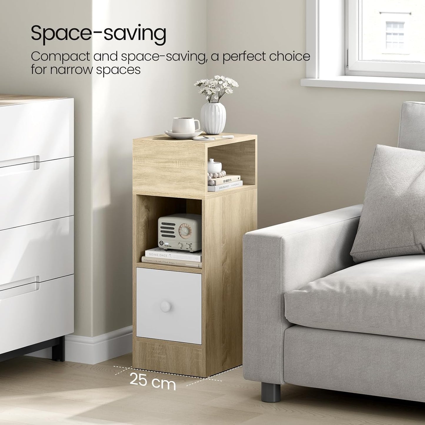 EUGAD Set of 2 Narrow Bedside Tables