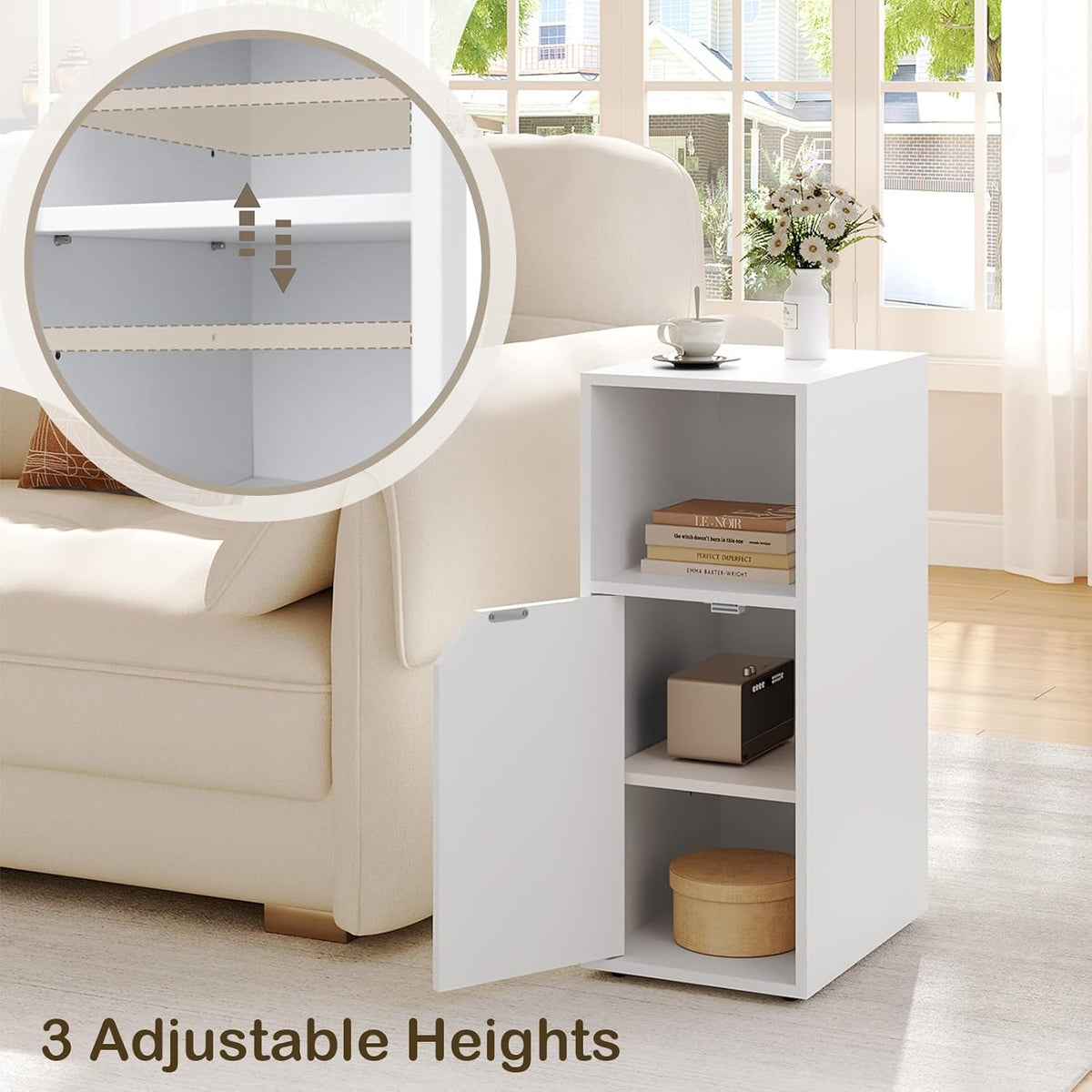 WOLTU Narrow Bedside Table (NTS16WS)