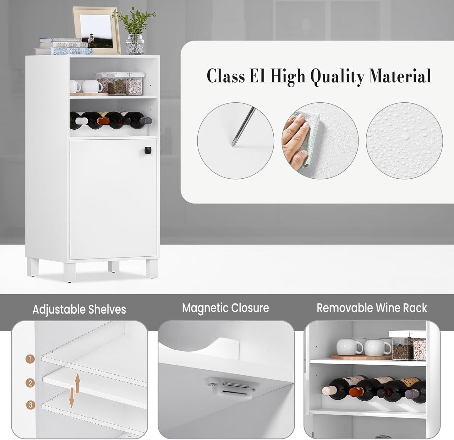 WOLTU Kitchen Cabinet with Wine Rack (KSK01WS)