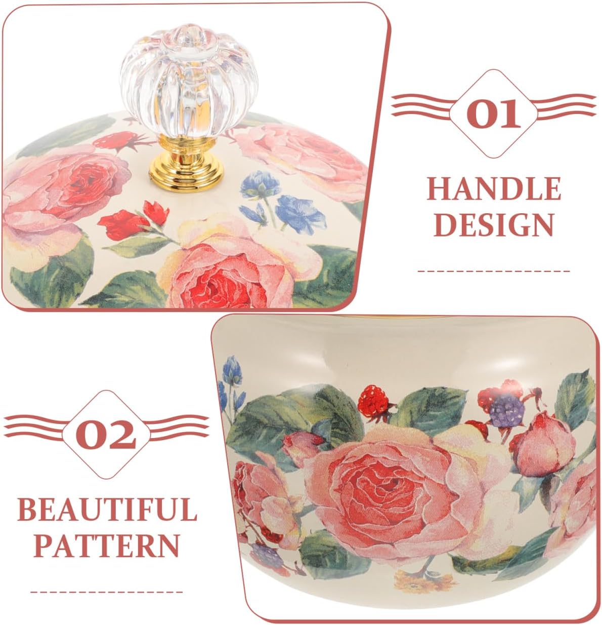 Ciieeo Vintage Floral Cookie Jar with Lid