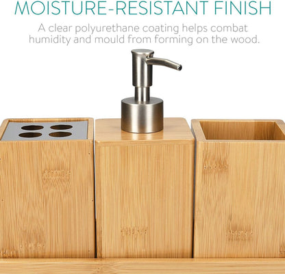 Danny Home Natural Bamboo Bathroom Accessories Set