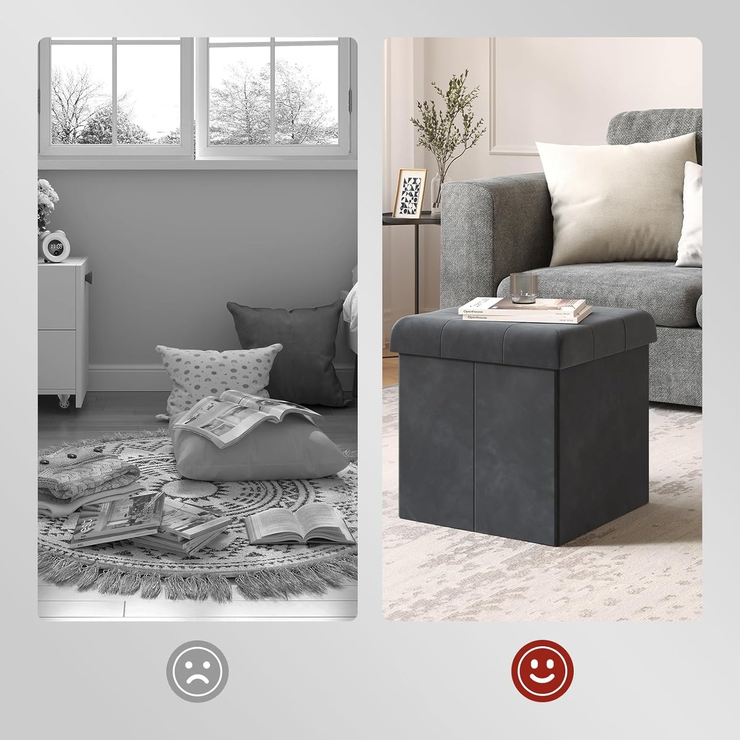 WOLTU Velvet Storage Stool (SH69GR)