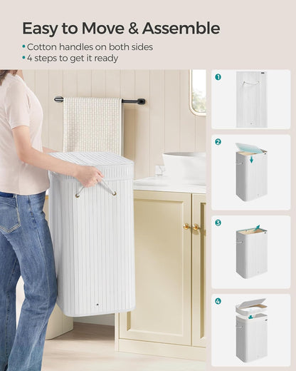 SONGMICS Laundry Hamper with Lid LCB061W01