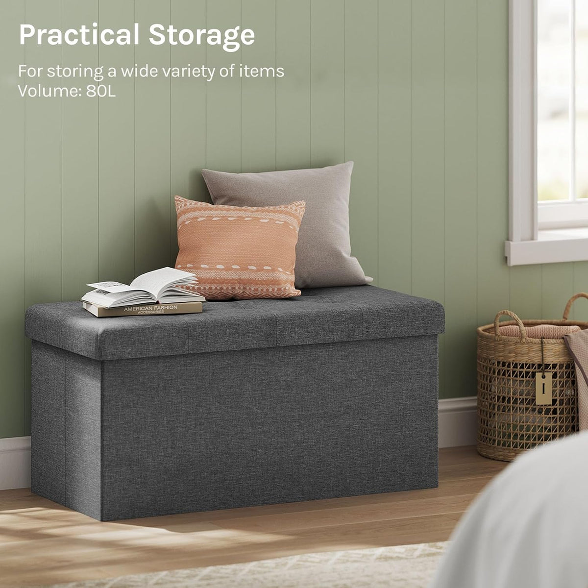 WOLTU Footstool Storage bench (SH10DGR_1)