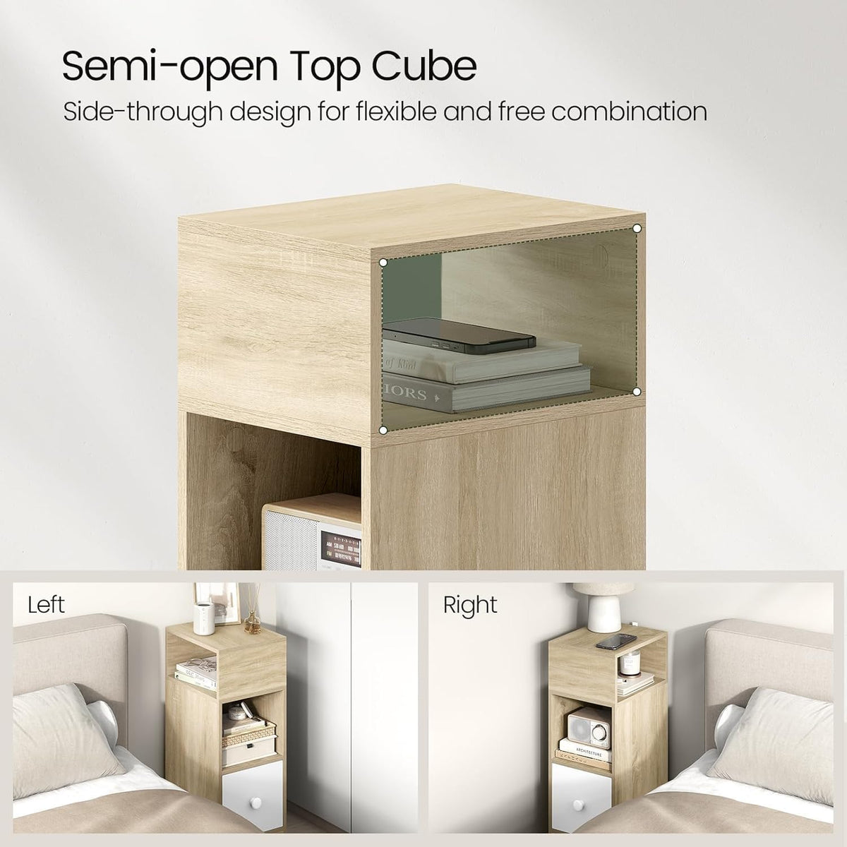 EUGAD Set of 2 Narrow Bedside Tables