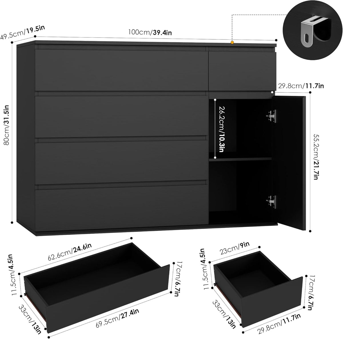 5 Drawer Modern Dresser