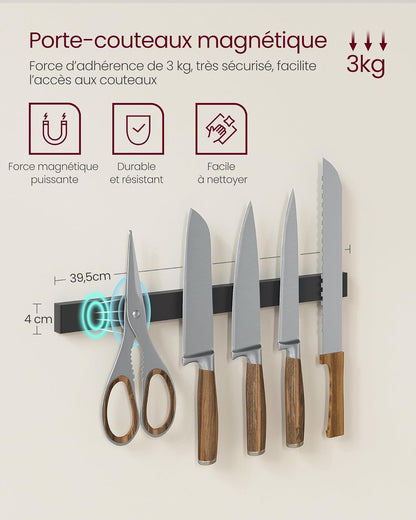 VASAGLE Bakers Rack with Magnetic Knife Holder KKS026B01