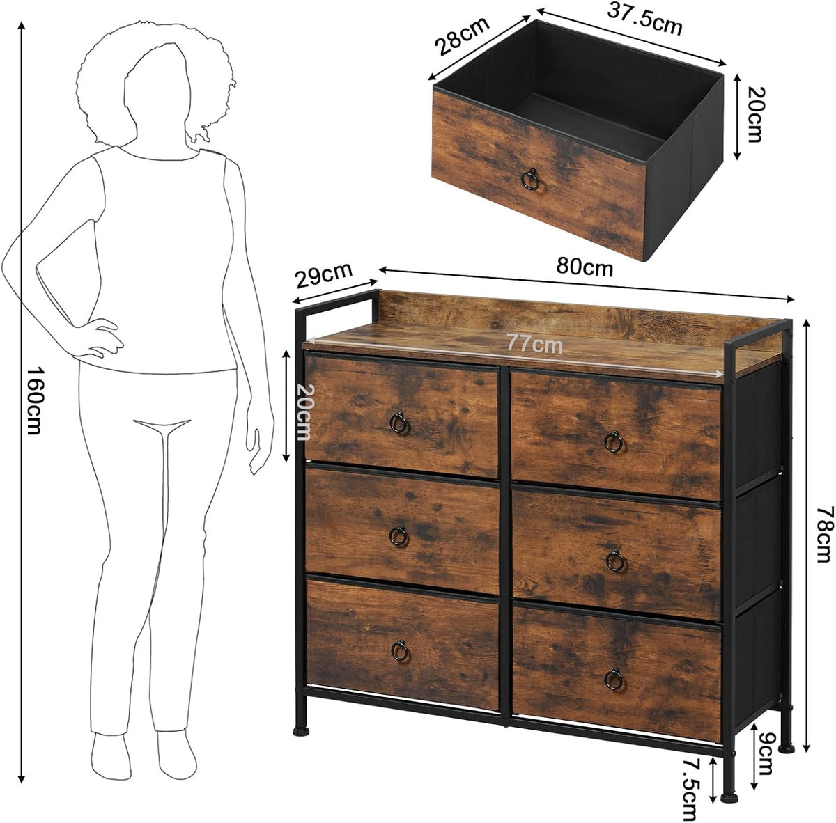 WOLTU Chest of Drawers SSK010SHM