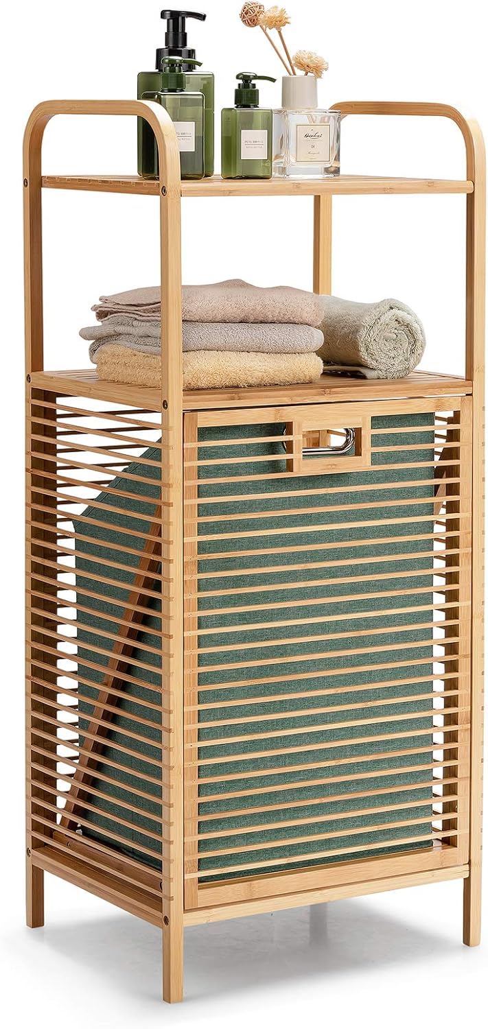 Costway Tilt Out Bamboo Shelf