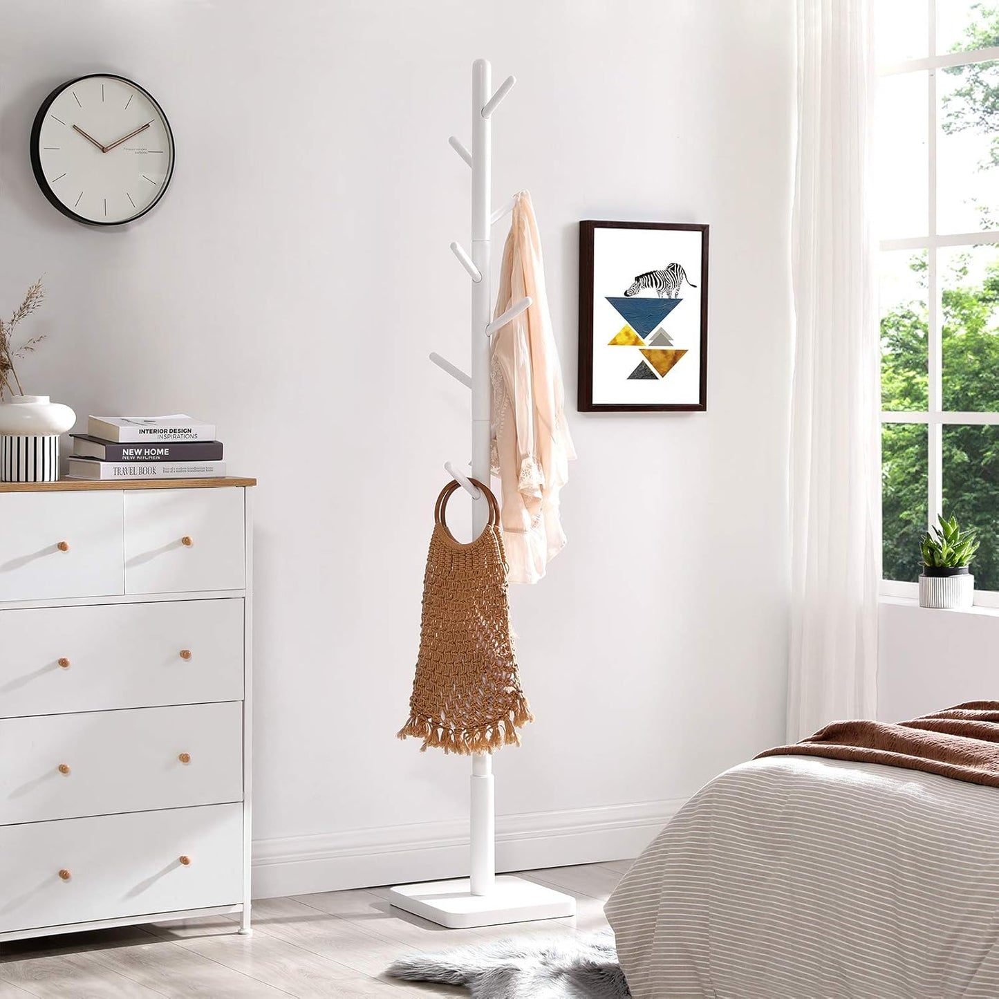 VASAGLE Coat Rack, Wooden Clothes Rack RCR010W02