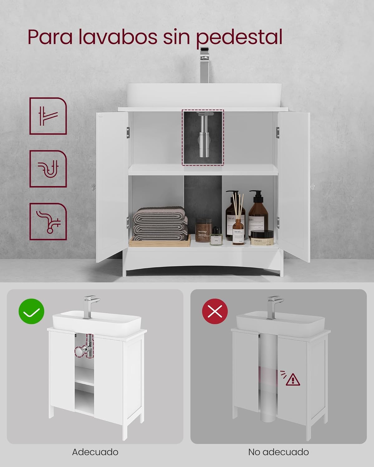 VASAGLE Under Sink Storage Cabinet BBC01WT