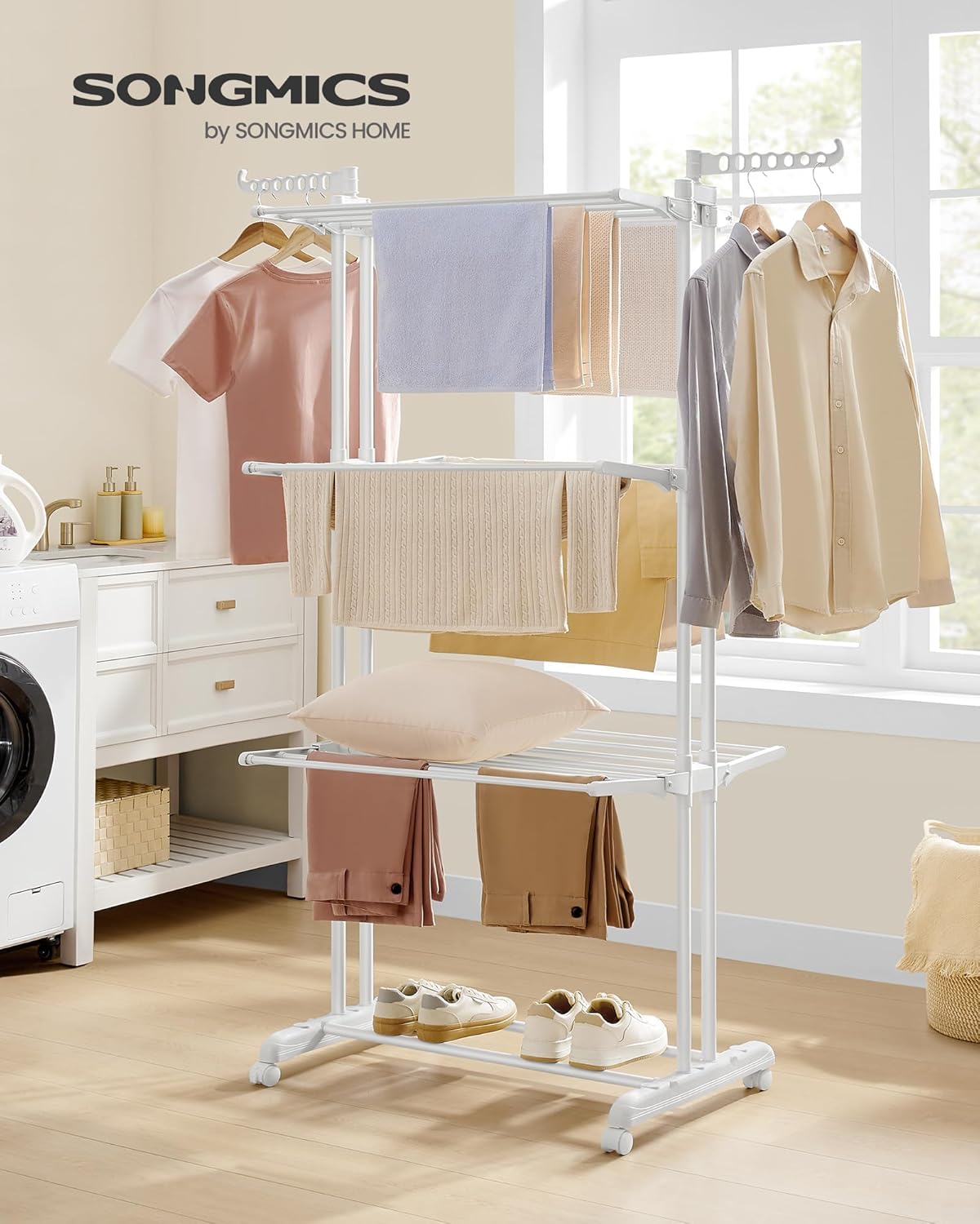 SONGMICS Clothes Drying Rack Stand 4-Tier ULLR701G01