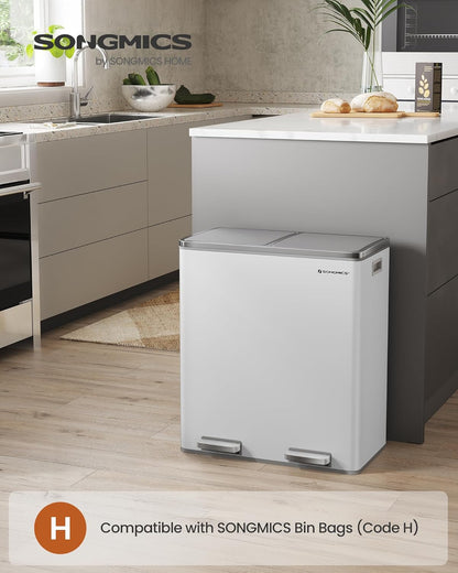 SONGMICS Dual Rubbish Bin LTB60WT