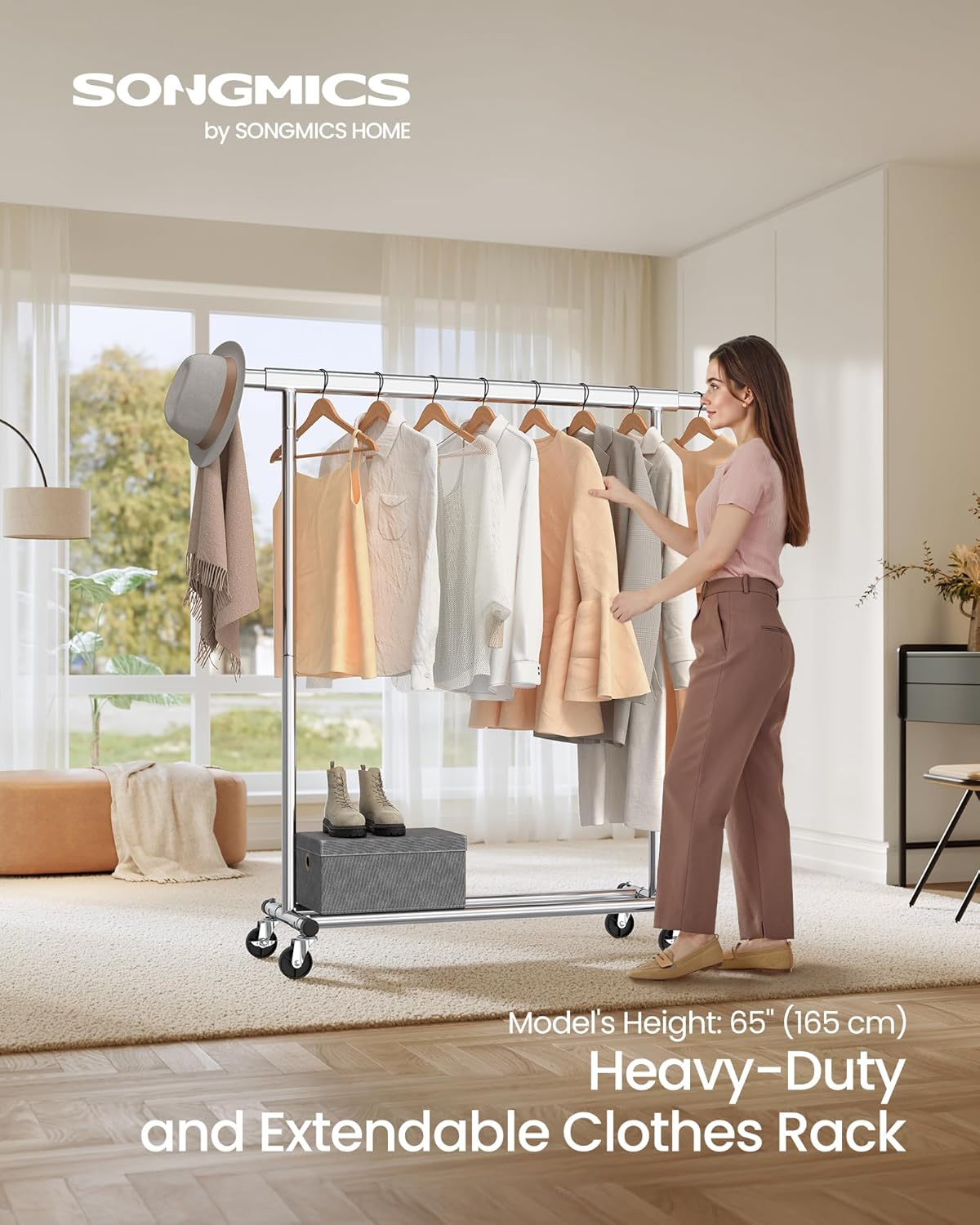 SONGMICS Clothes Rack on Wheels HSR13S