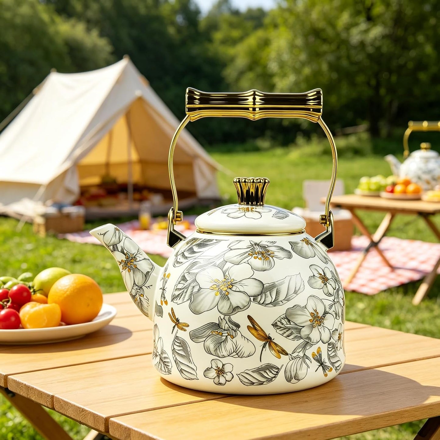 Vintage Enamel Tea Kettle