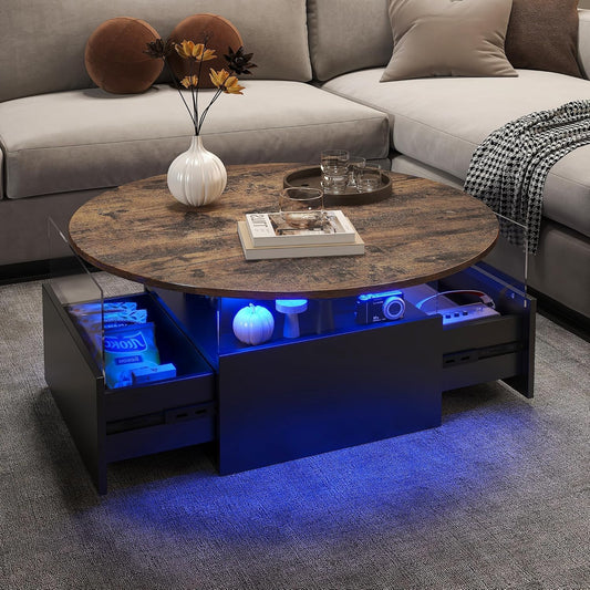LED Modern Living Room Table with Storage