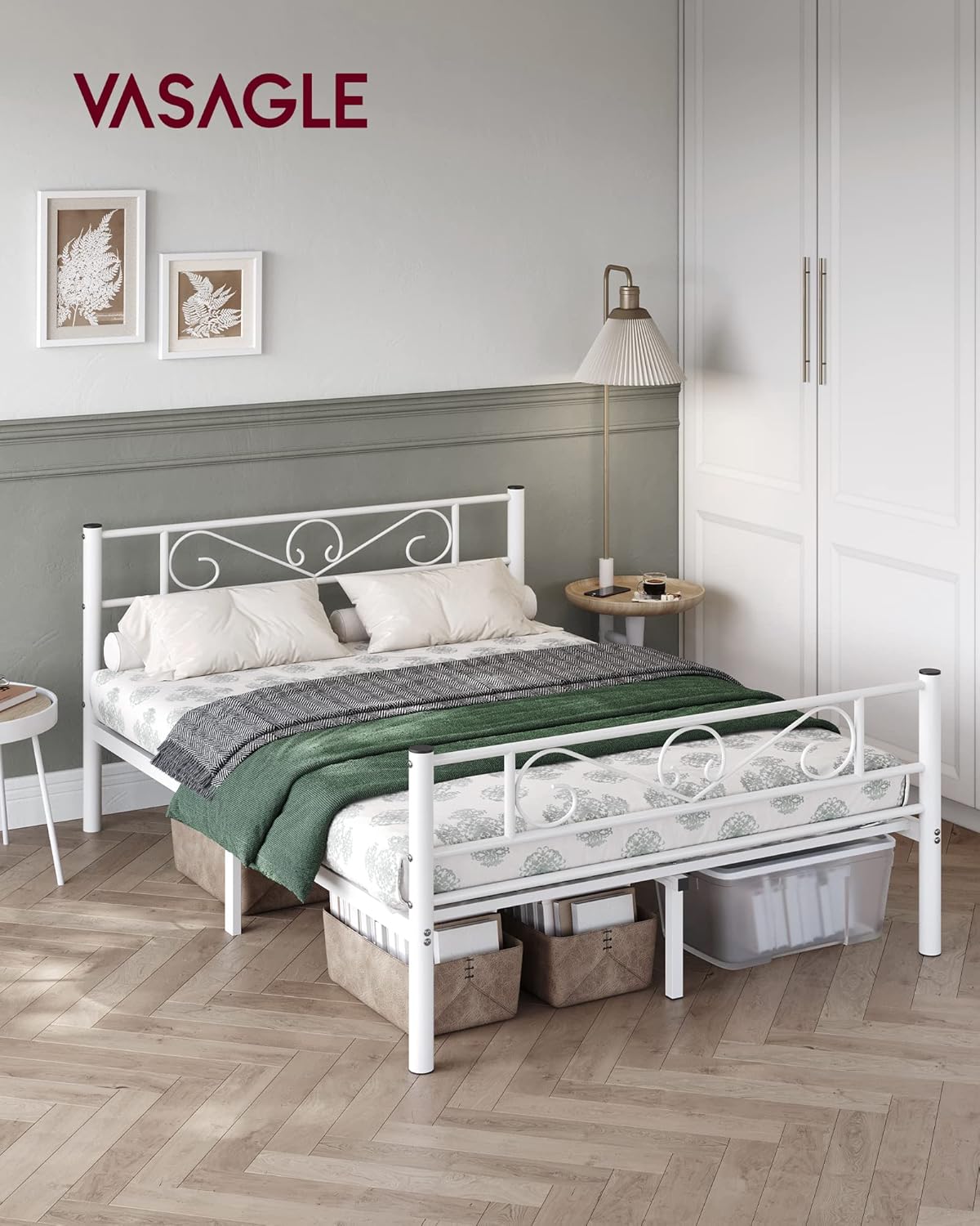 VASAGLE Bed with Metal Base RMB063B01