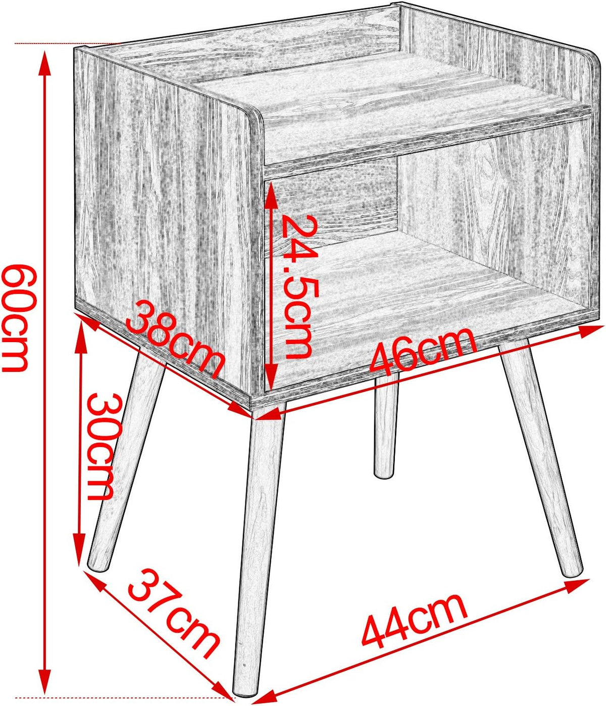 WOLTU Wooden Bedside Table (TSR70HEI)