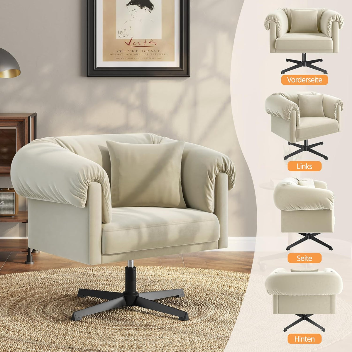 Yaheetech Armchair 360° Rotatable Lounge Chair