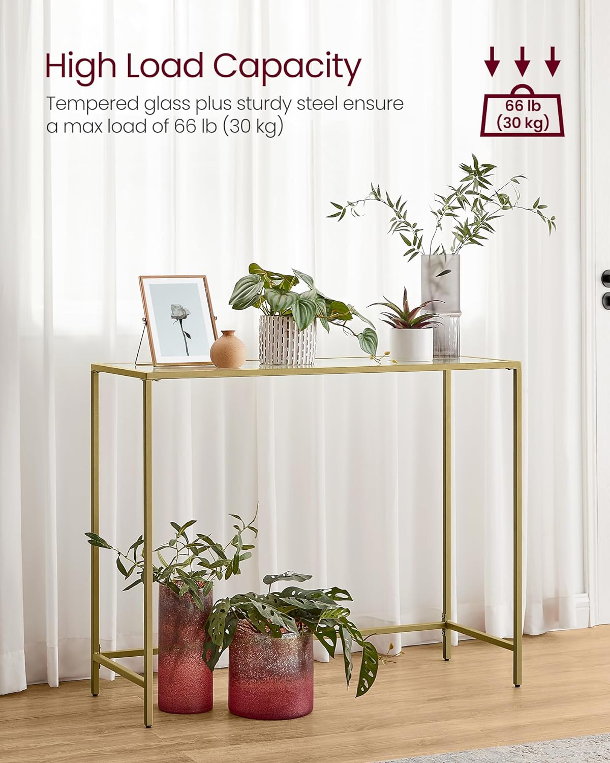 VASAGLE Tempered Glass Sofa Table