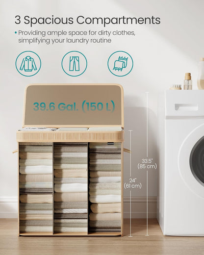 SONGMICS Laundry Hamper with Lid LCB062N01
