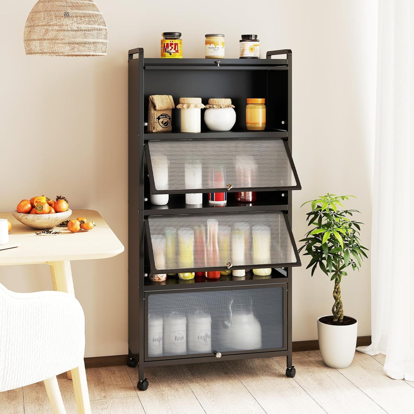 Kitchen Storage Cabinet with Flip-up Doors