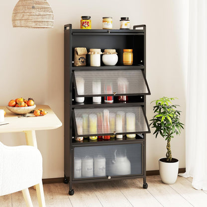 Kitchen Storage Cabinet with Flip-up Doors