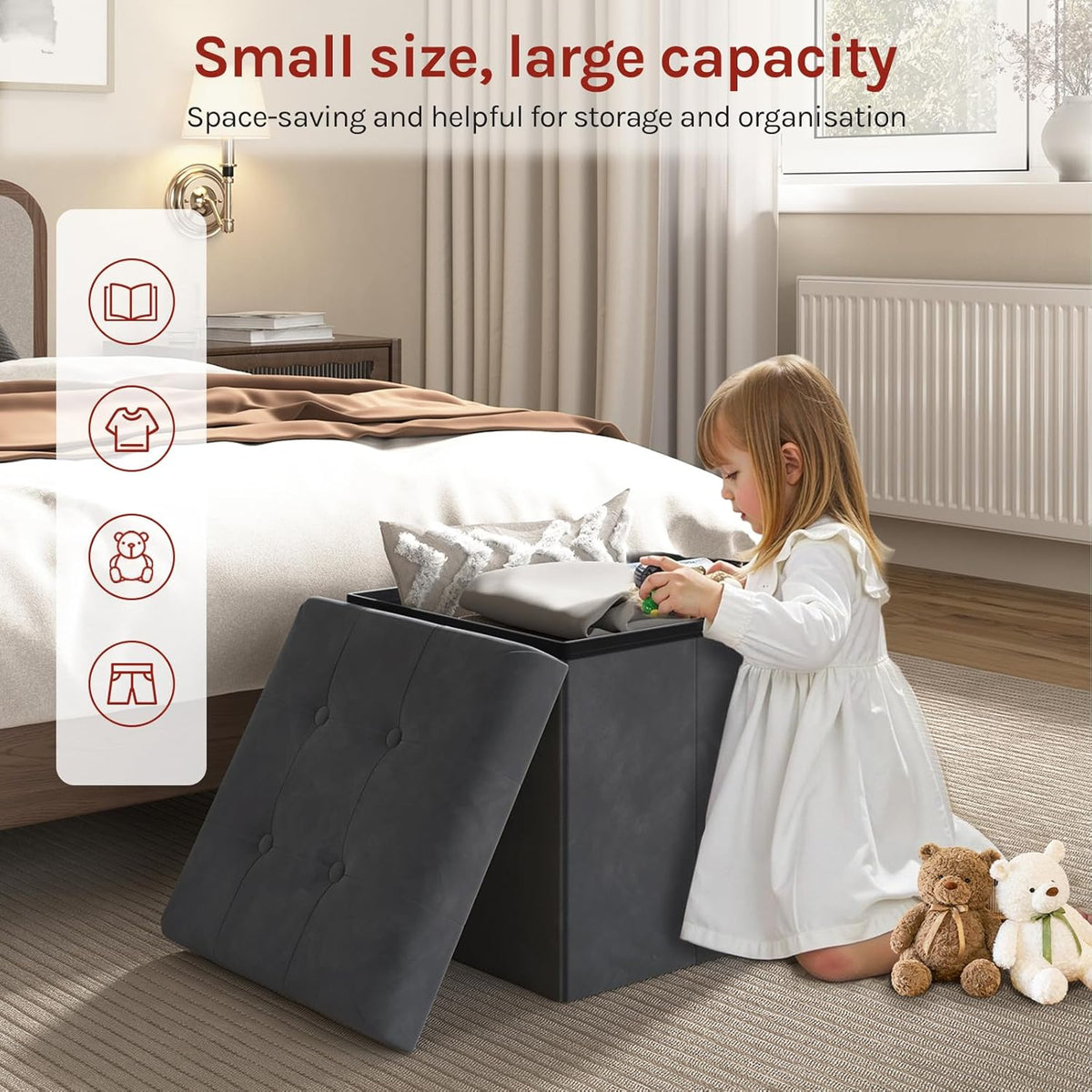 WOLTU Velvet Storage Stool (SH69GR)