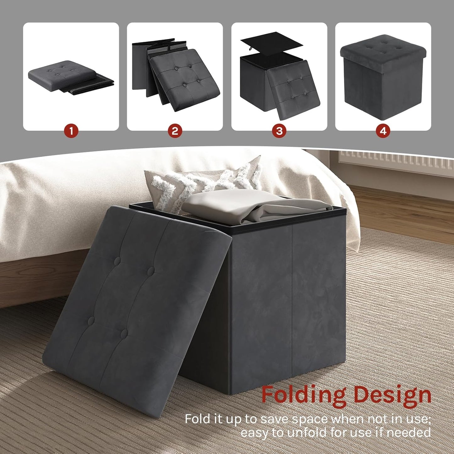 WOLTU Velvet Storage Stool (SH69GR)