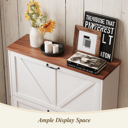 Farmhouse Shoe Storage Cabinet with 2 Flip Drawers (202665c)