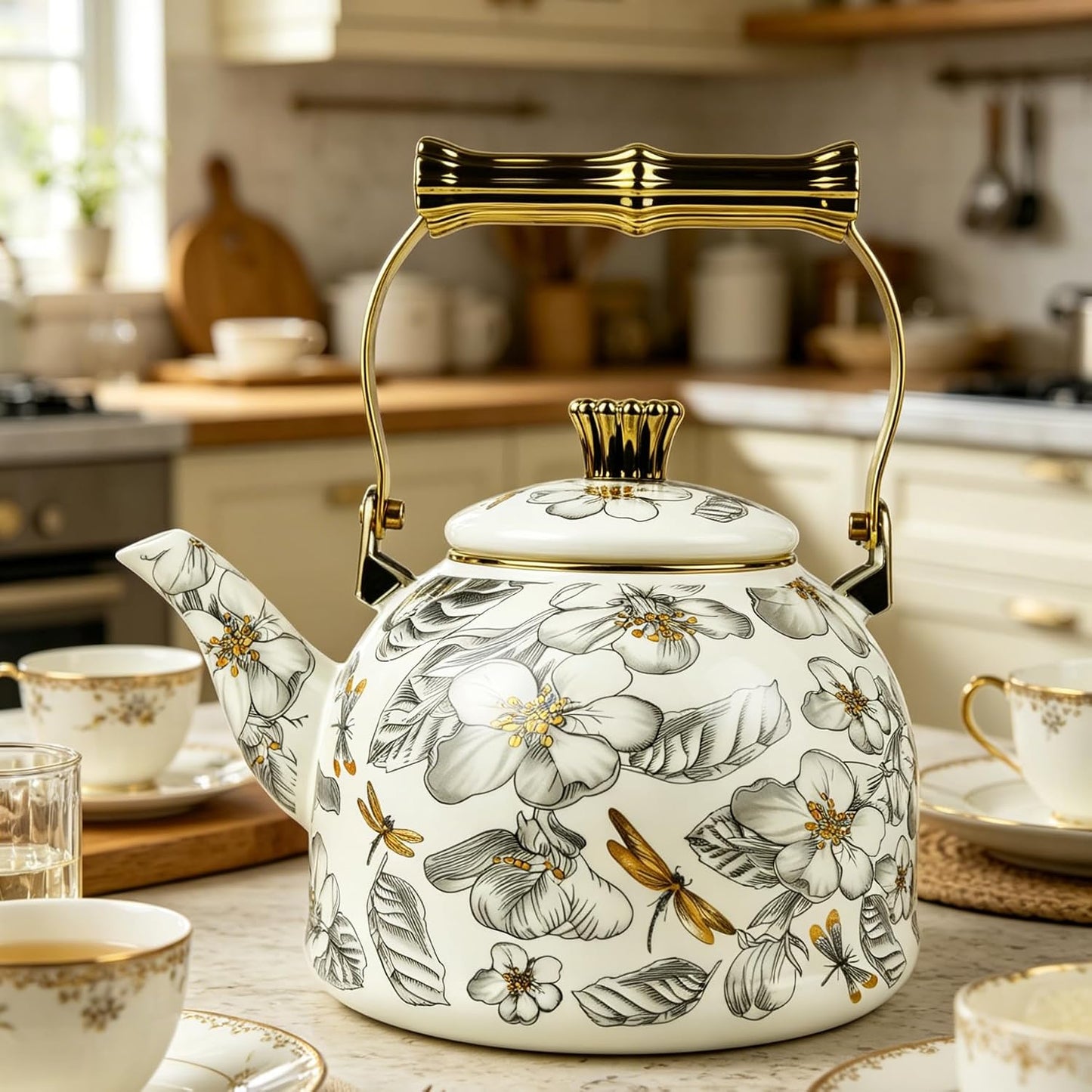 Vintage Enamel Tea Kettle