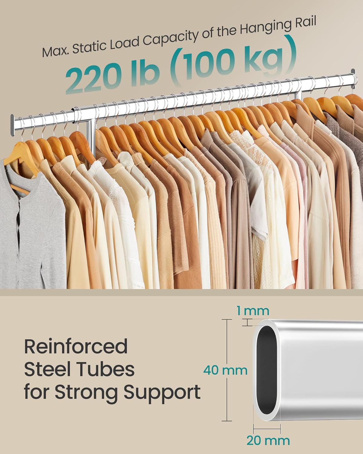 SONGMICS Clothes Rack on Wheels HSR13S