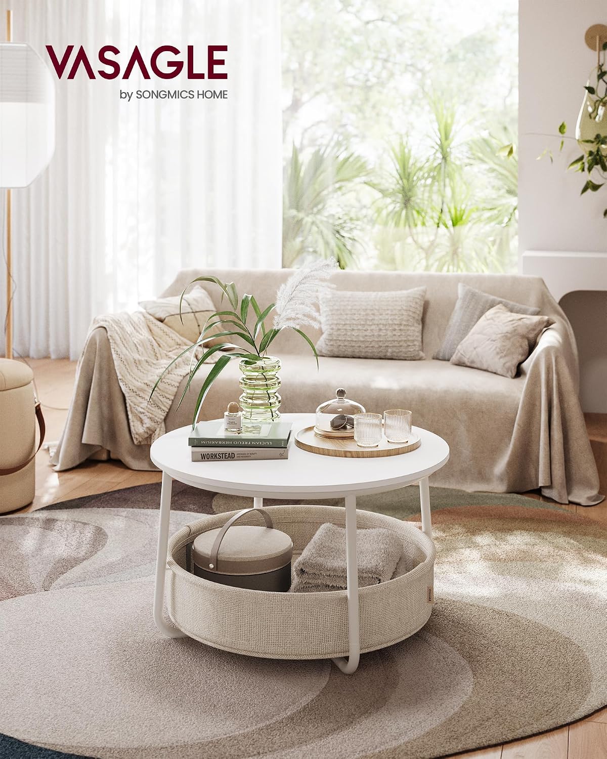 VASAGLE Round Coffee Table LCT244W10