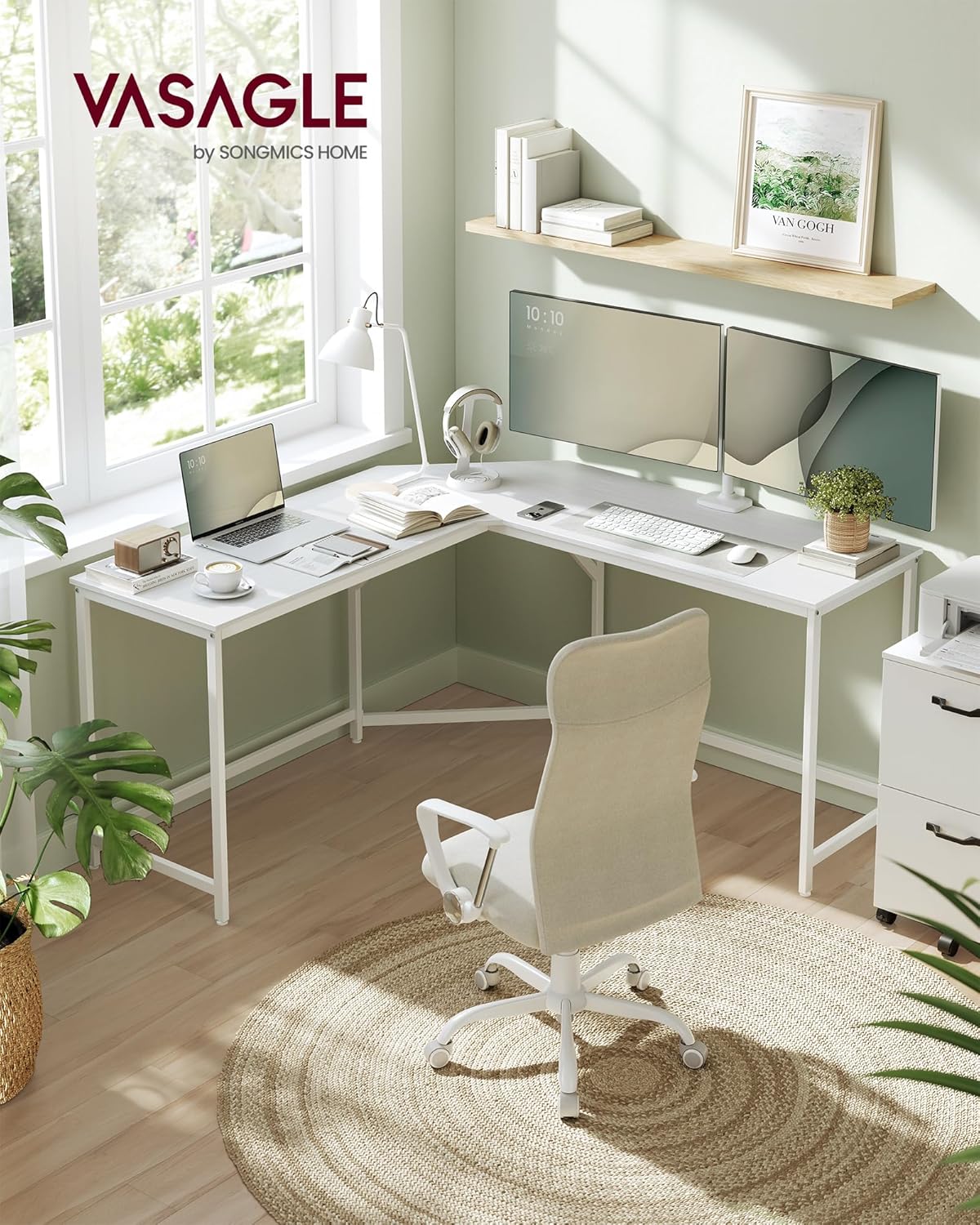 VASAGLE L-Shaped Corner Computer Desk LWD073W01