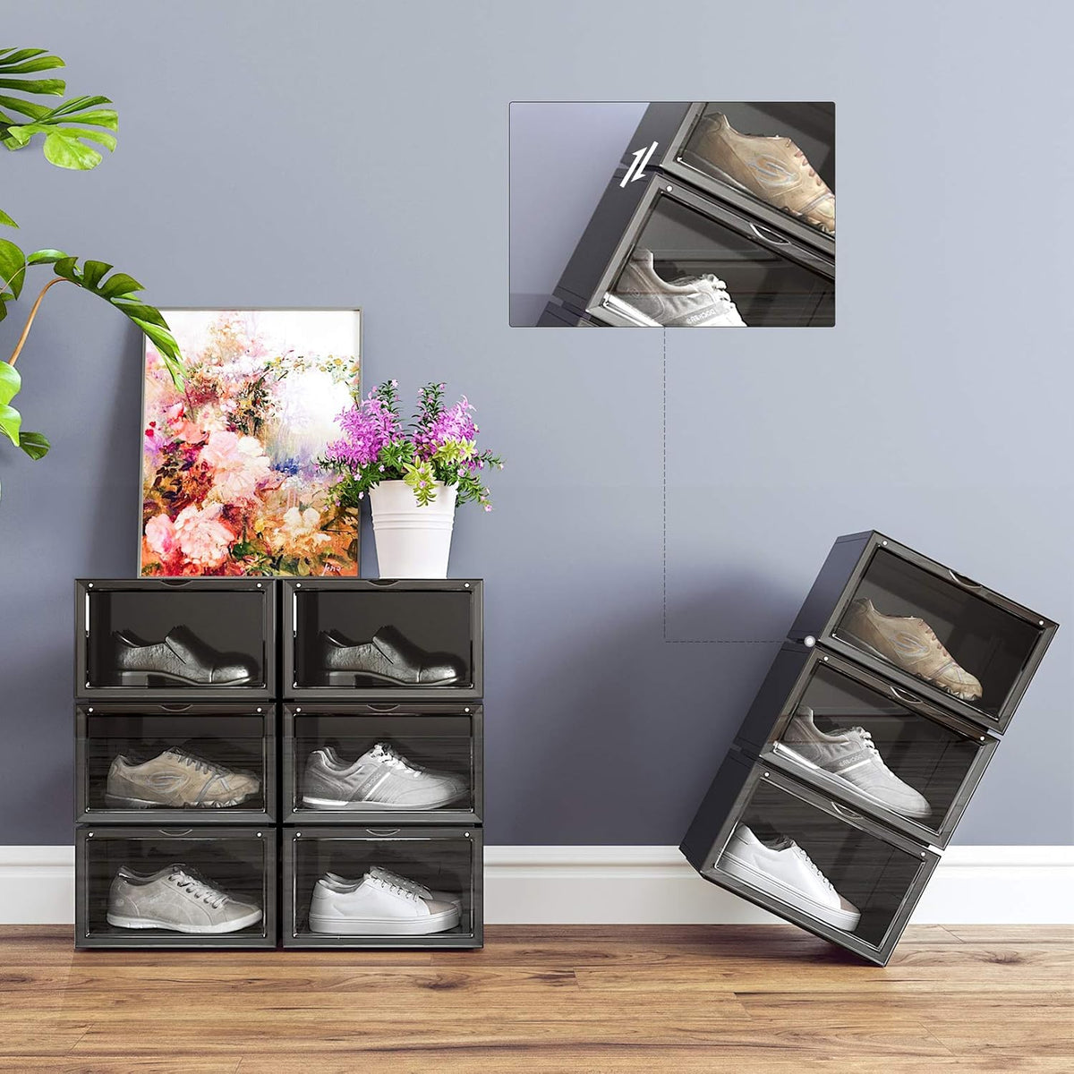 SONGMICS Set of 6 Shoe Boxes LSP06CB