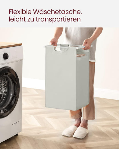 VASAGLE White Laundry Basket, 2 Compartments