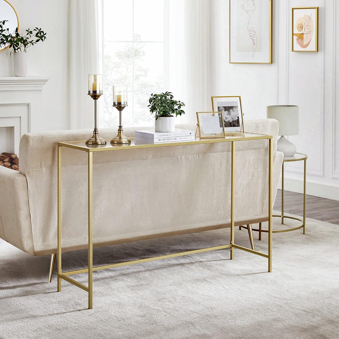 VASAGLE Console table tempered glass table top LGT036A01