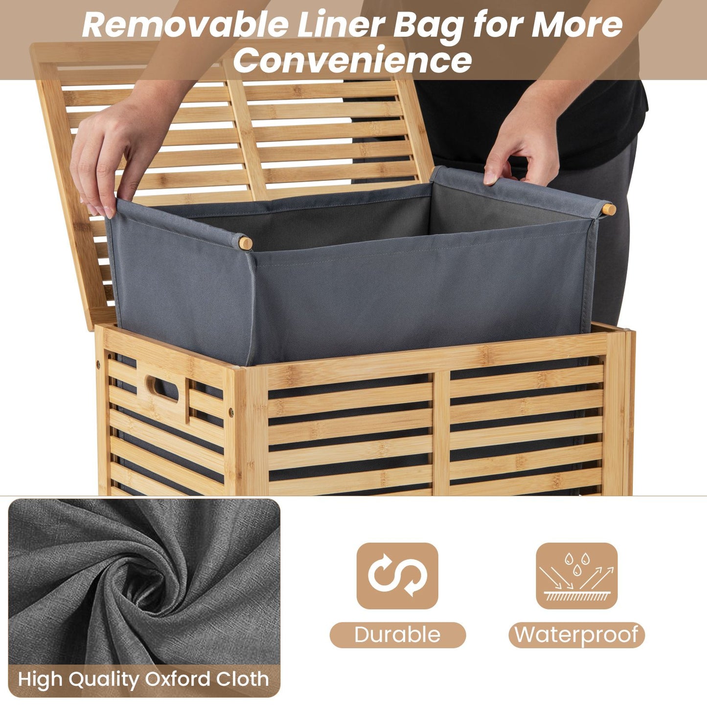 Costway Natural Bamboo Laundry Hamper